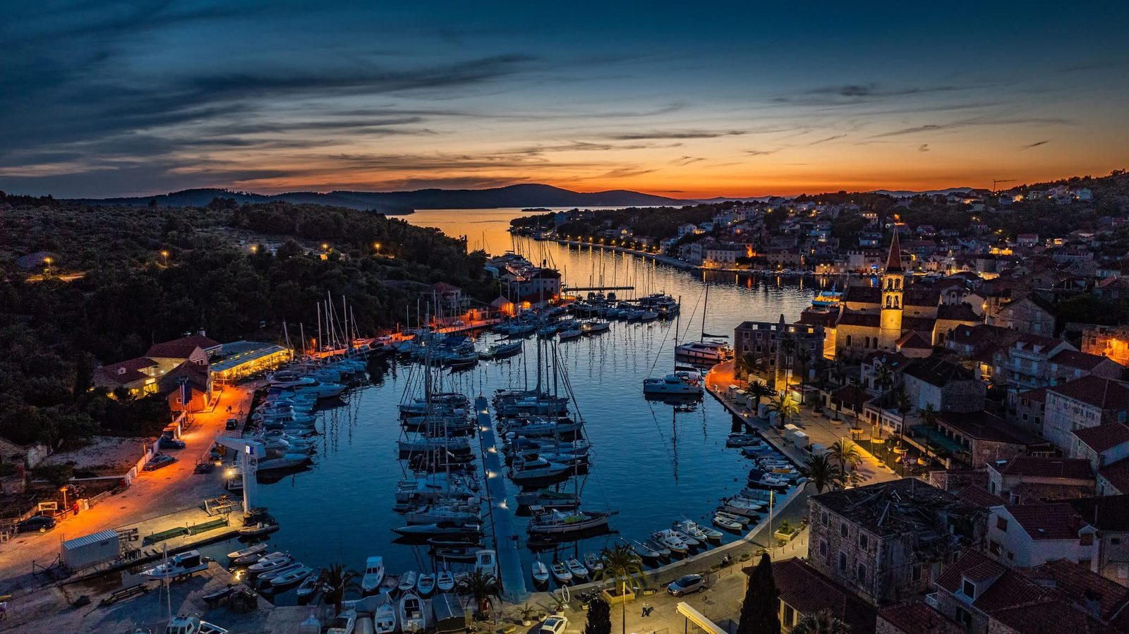 Milna harbour at sunset, Brač Island