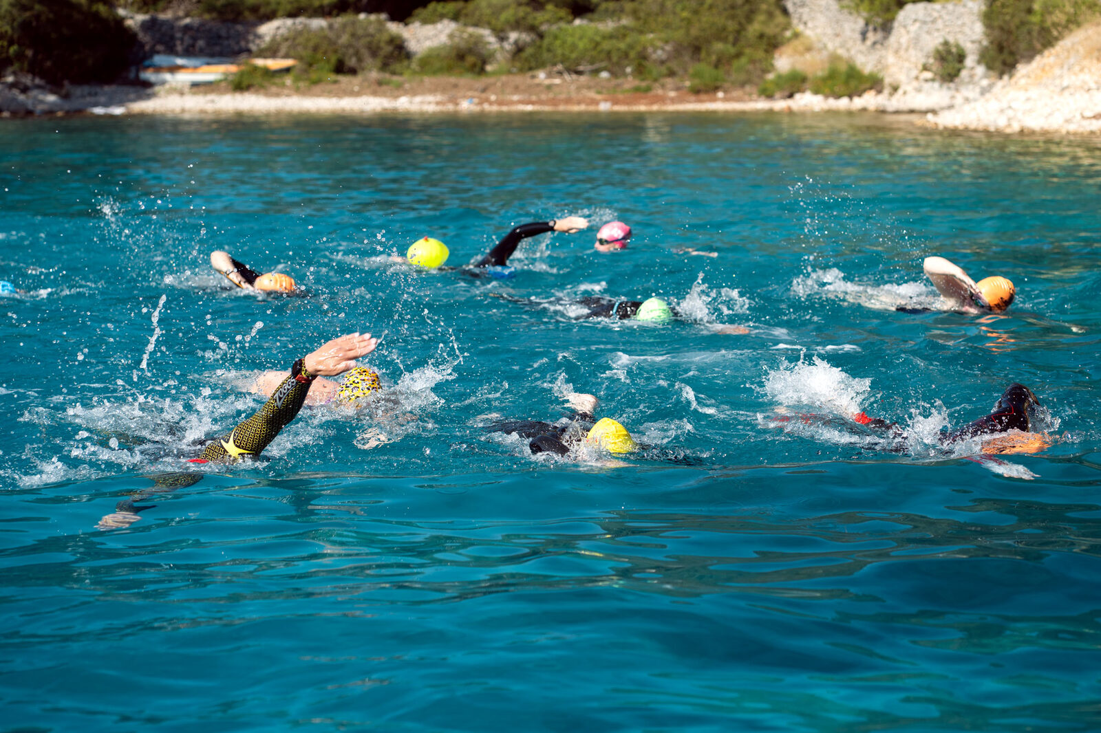 Open water swim group, Croatia