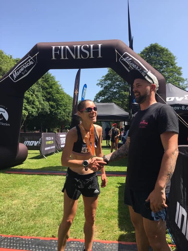 Gemma Carter finishing Race to the Stones 100km