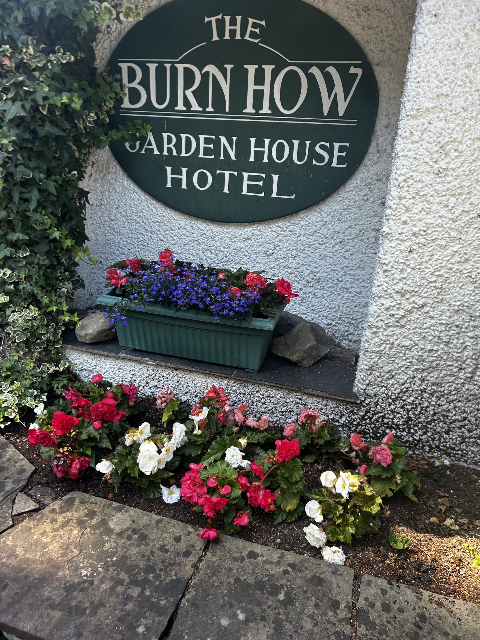 The Burn How Garden House Hotel sign